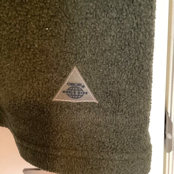 Cherokee Men's V-Neck Fleece Sweatshirt Green Pull Over Sweater Comfy Outdoor - Picture 3 of 5